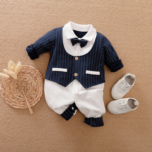Navy Pin-Stipe Vest and White Bottoms