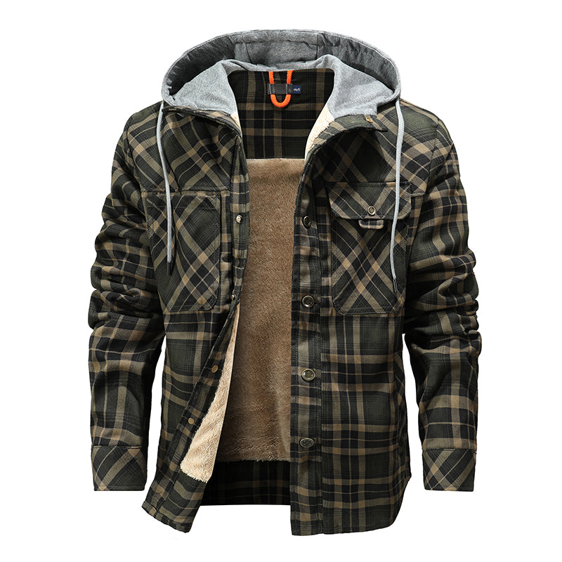 Fleece Lumberjack Plaid Hooded Jacket