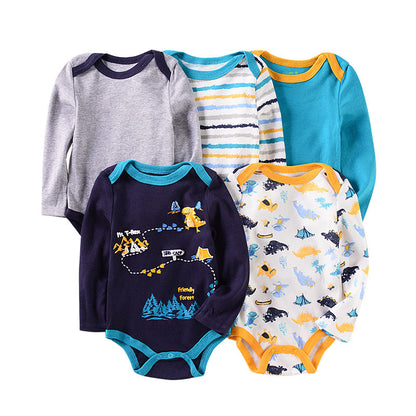 5 Piece Long-sleeve Color Coordinated Bodysuit Set