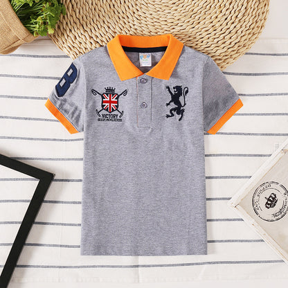 Boys Patched Short Sleeve Polo Shirt