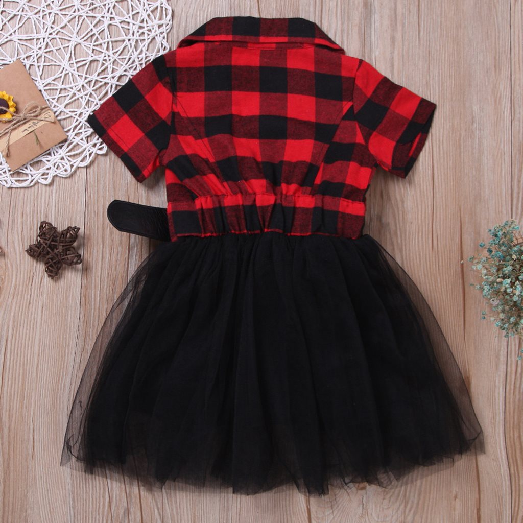 Red & Black Checkered Tulle Dress