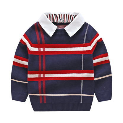 Boys Plaid Jacquard Sweater