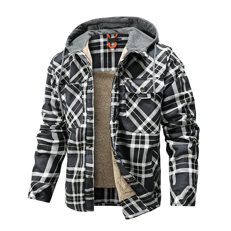 Fleece Lumberjack Plaid Hooded Jacket