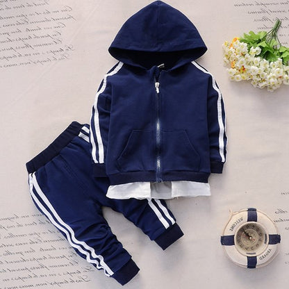 Boys White Stripe Sports Suit