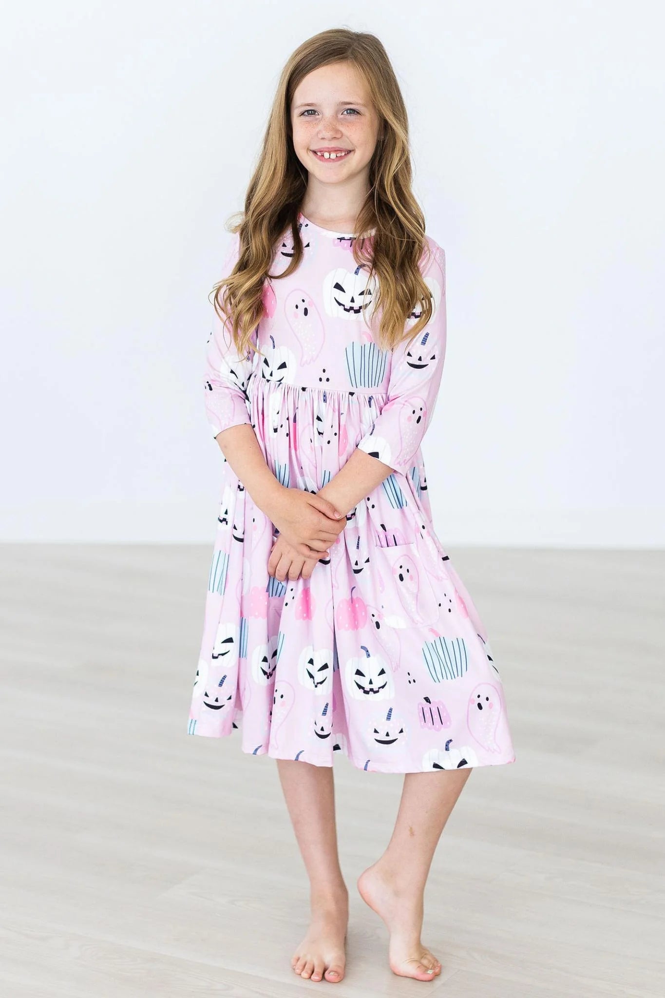 Happy Haunting 3/4 Sleeve Pocket Twirl Dress