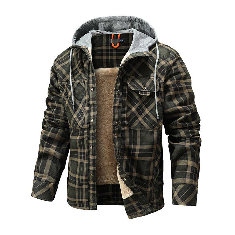 Fleece Lumberjack Plaid Hooded Jacket