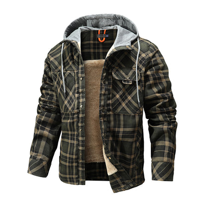 Fleece Lumberjack Plaid Hooded Jacket