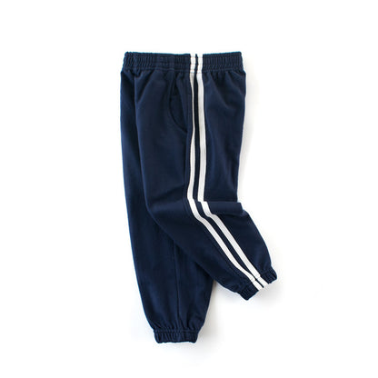 Boys White Stripe Sweatpants