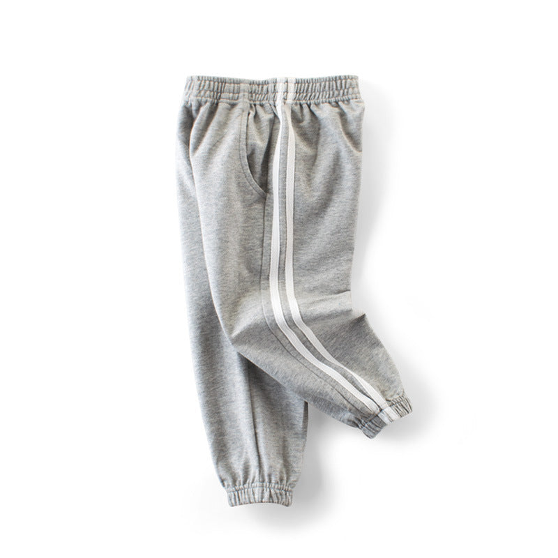 Boys White Stripe Sweatpants