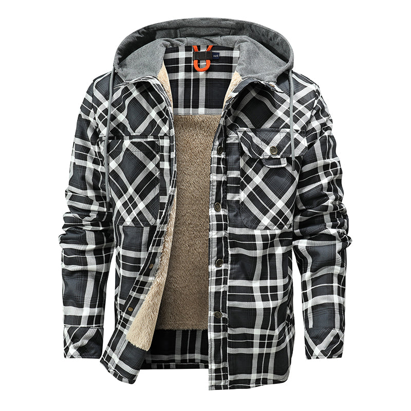 Fleece Lumberjack Plaid Hooded Jacket