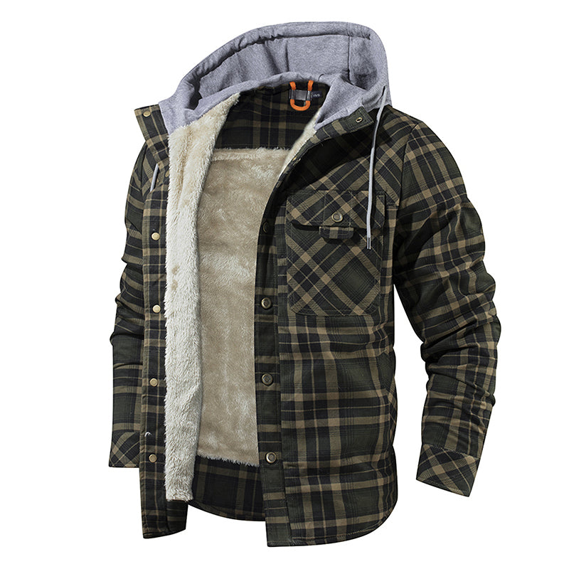 Fleece Lumberjack Plaid Hooded Jacket