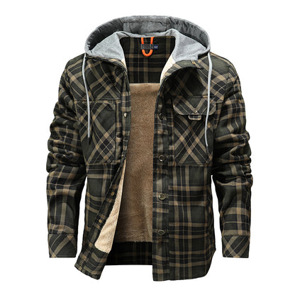 Fleece Lumberjack Plaid Hooded Jacket