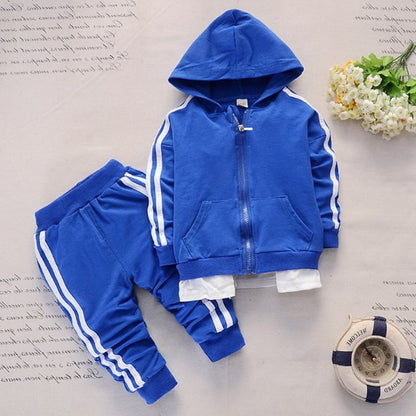 Boys White Stripe Sports Suit