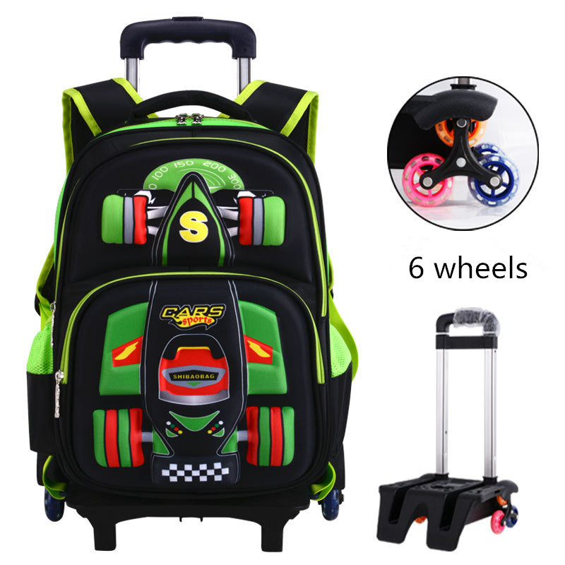 Three Dimensional Car Boys Primary School Trolley School Bag