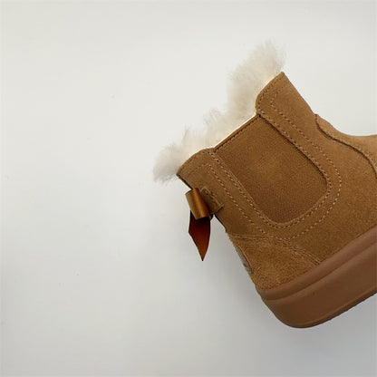 Girls Fur Suede & Wool Snow Boots