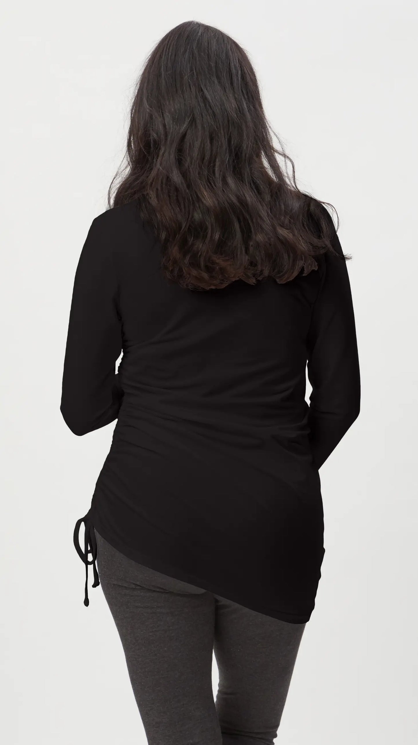 Asymmetrical Maternity Tie Top - Black Long Sleeve