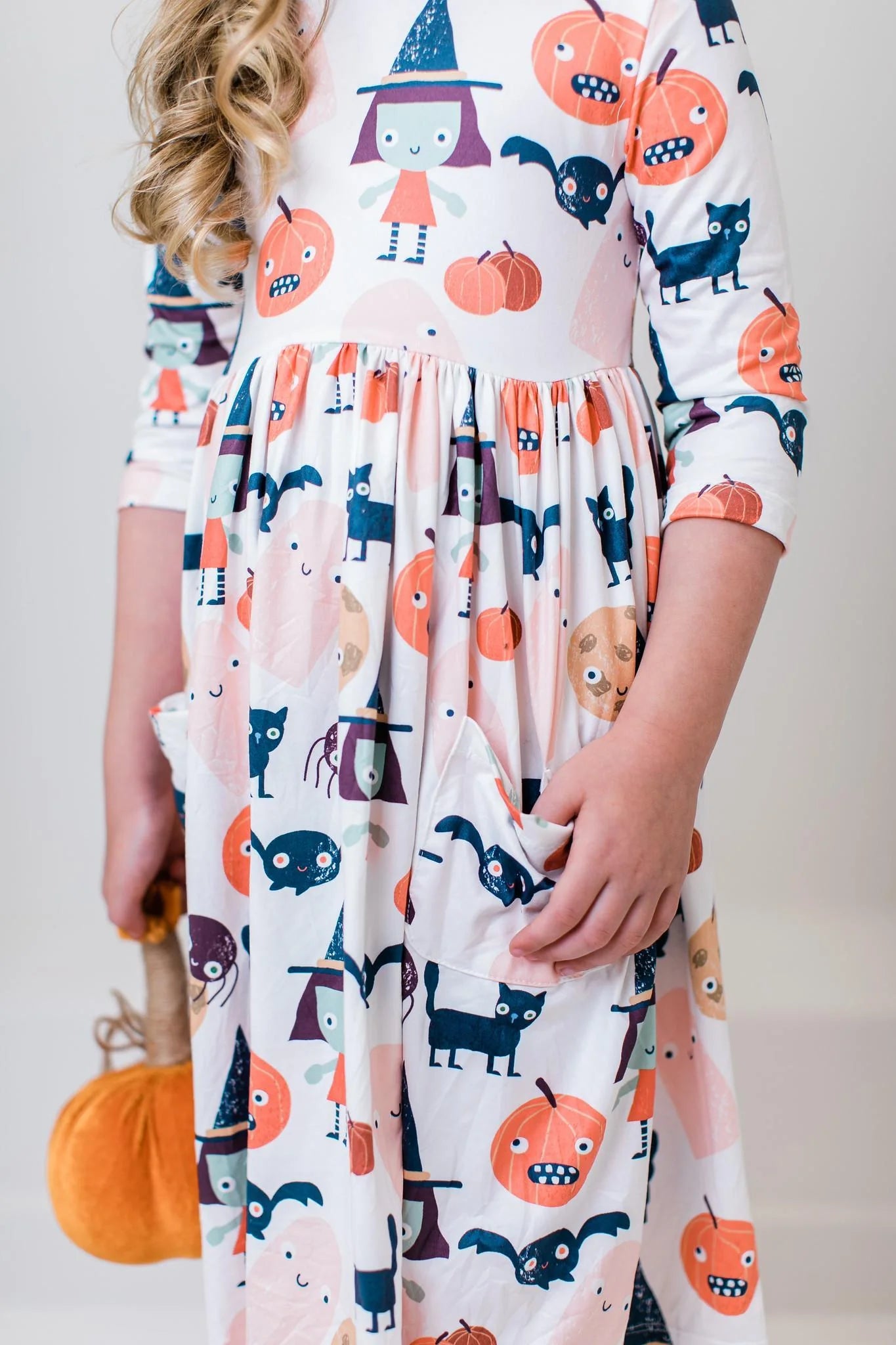 Boo Crew 3/4 Sleeve Pocket Twirl Dress