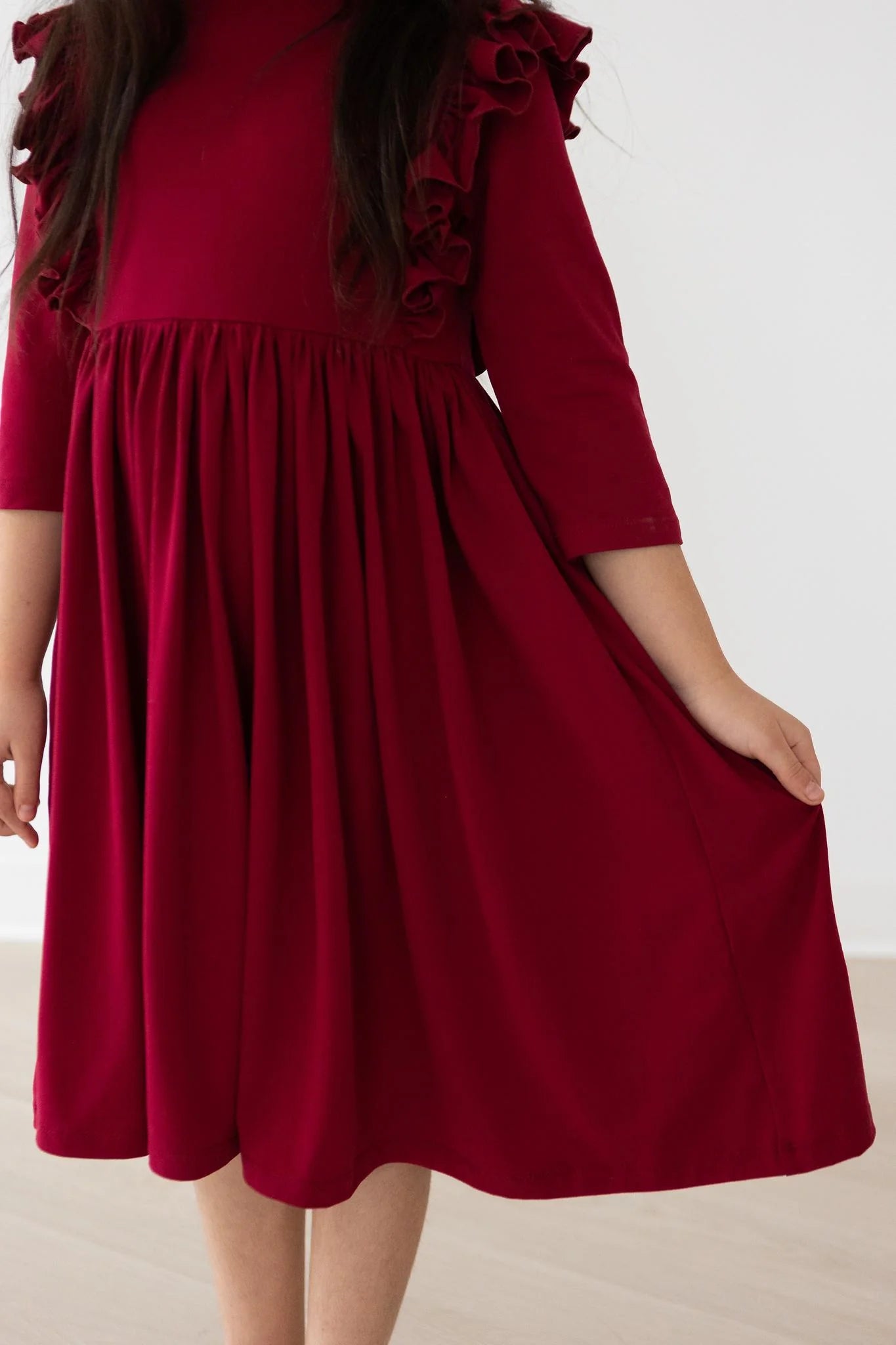 Burgundy Ruffle Twirl Dress