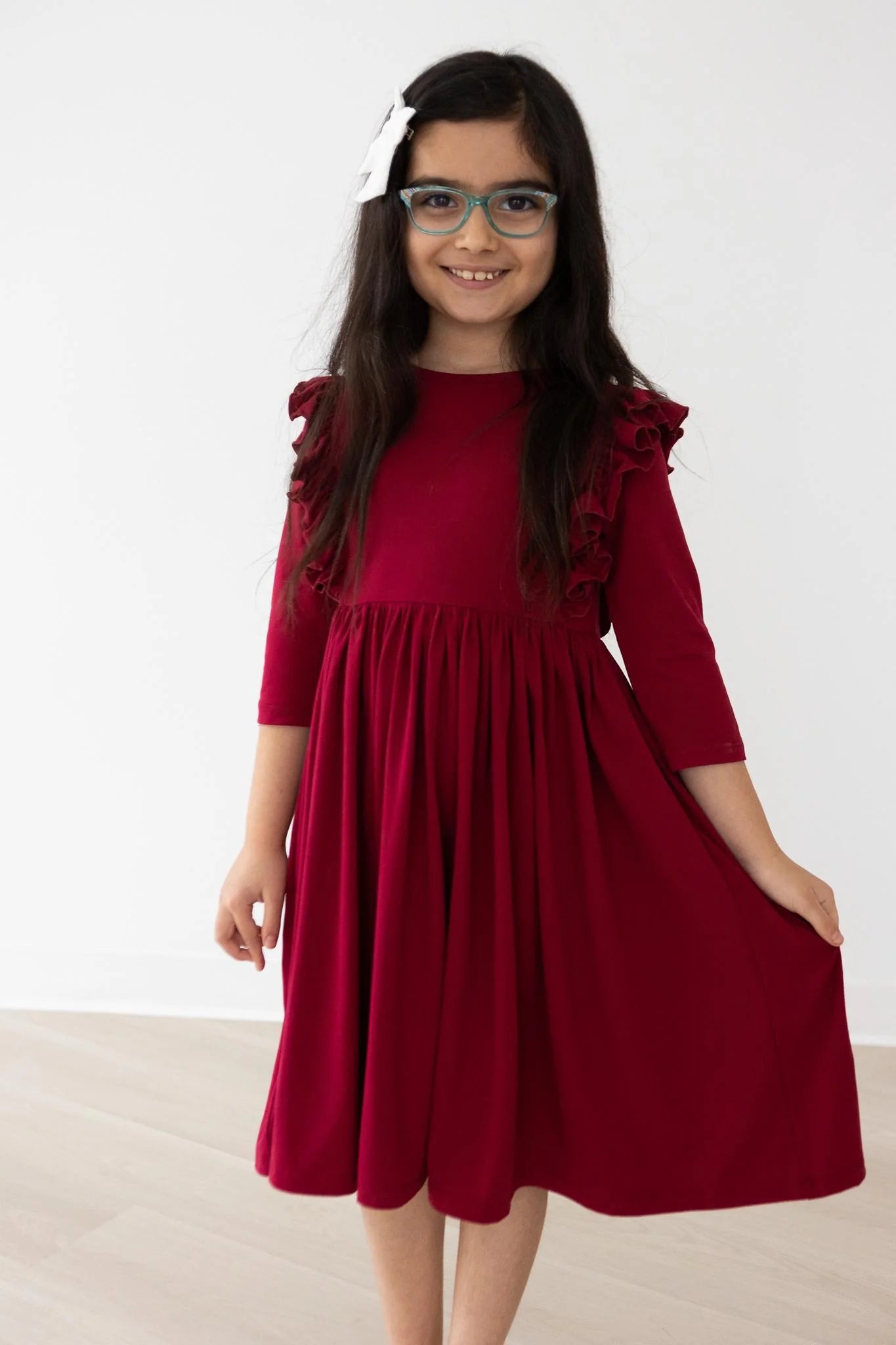 Burgundy Ruffle Twirl Dress