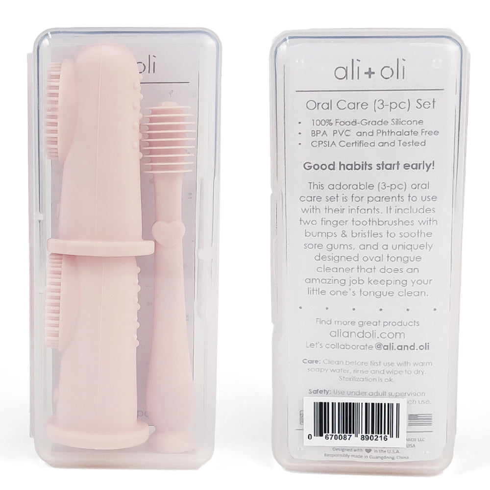 Baby Finger Toothbrush & Tongue Cleaner Oral Set 3m+ (Blush)