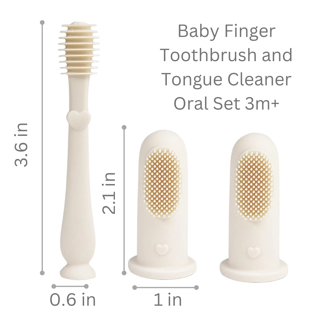 Baby Finger Toothbrush & Tongue Cleaner Oral Set 3m+ (Ivory)