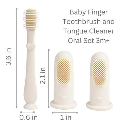 Baby Finger Toothbrush & Tongue Cleaner Oral Set 3m+ (Ivory)