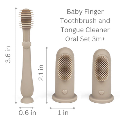 Baby Finger Toothbrush & Tongue Cleaner Oral Set 3m+ (Sand)