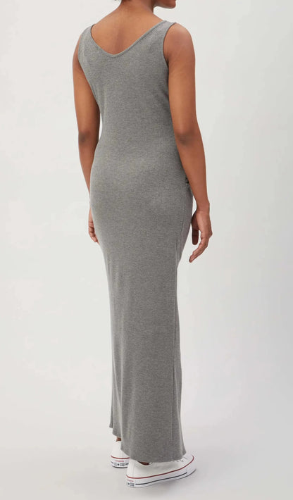 Maxi Ribbed Maternity Dress - Charcoal