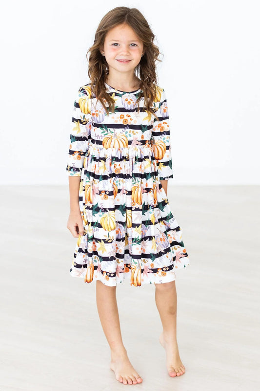 Pumpkinks & Peonies Twirl Dress