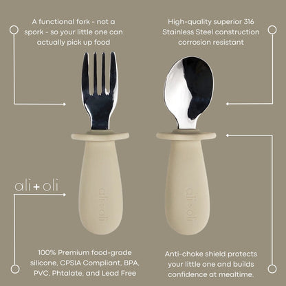 Spoon & Fork Learning Set (Khaki)