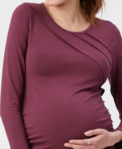 Sunburst Maternity Dress - Wine