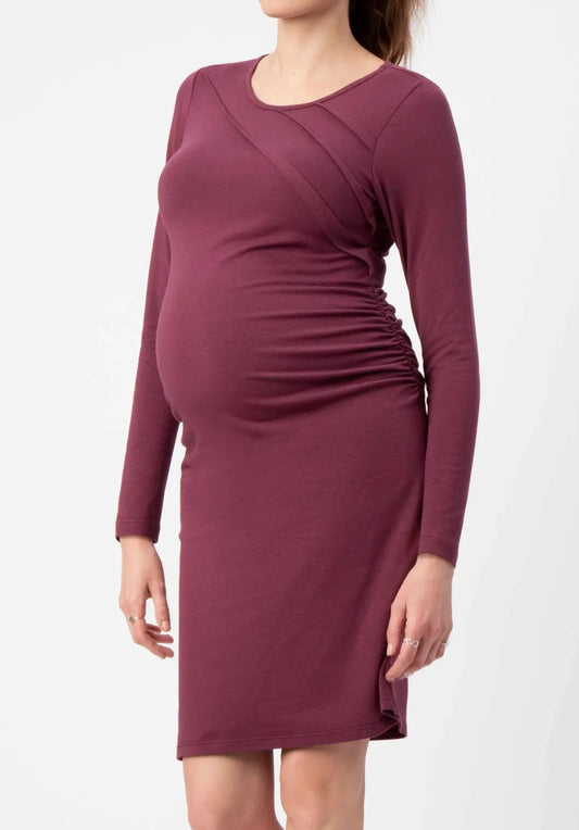 Sunburst Maternity Dress - Wine