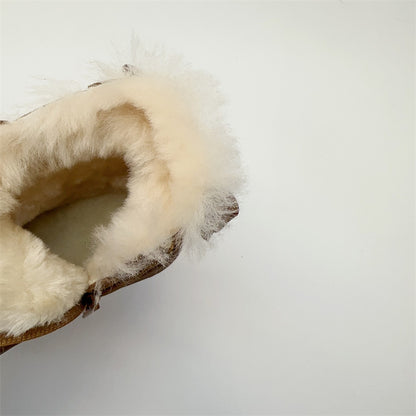 Girls Fur Suede & Wool Snow Boots