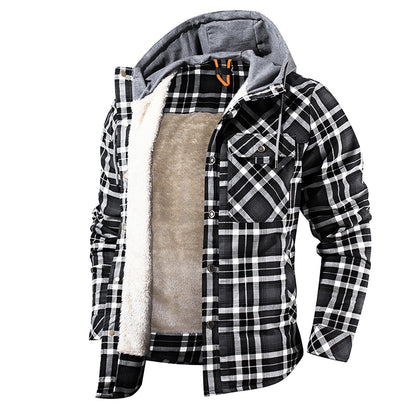 Fleece Lumberjack Plaid Hooded Jacket