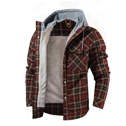 Fleece Lumberjack Plaid Hooded Jacket