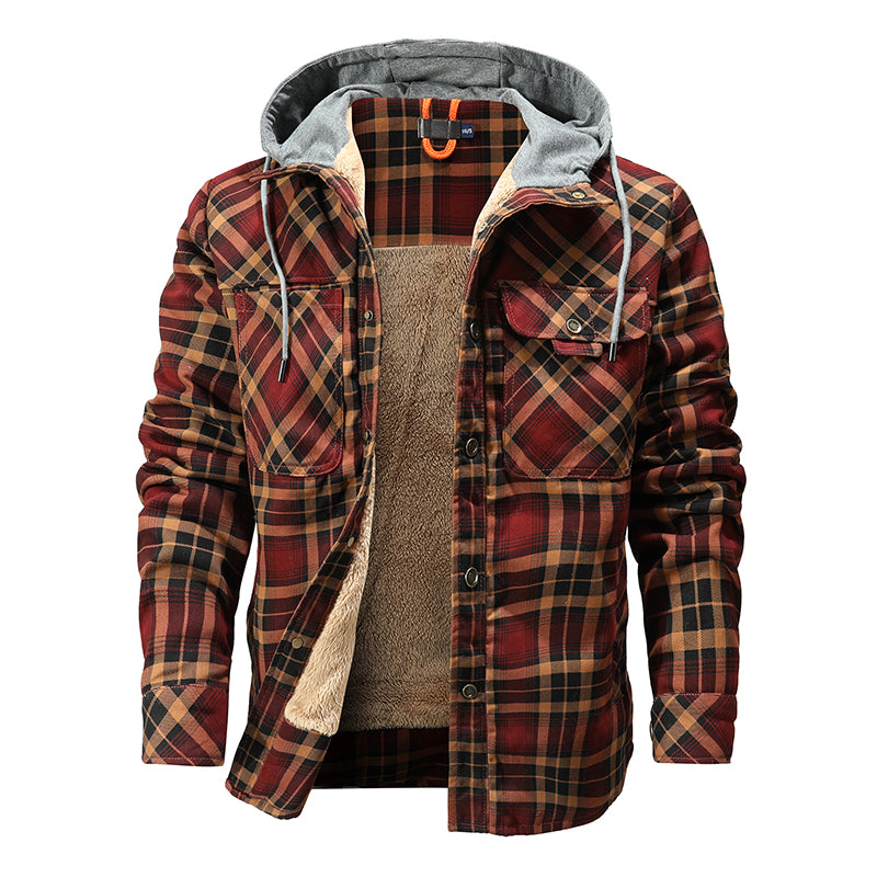 Fleece Lumberjack Plaid Hooded Jacket